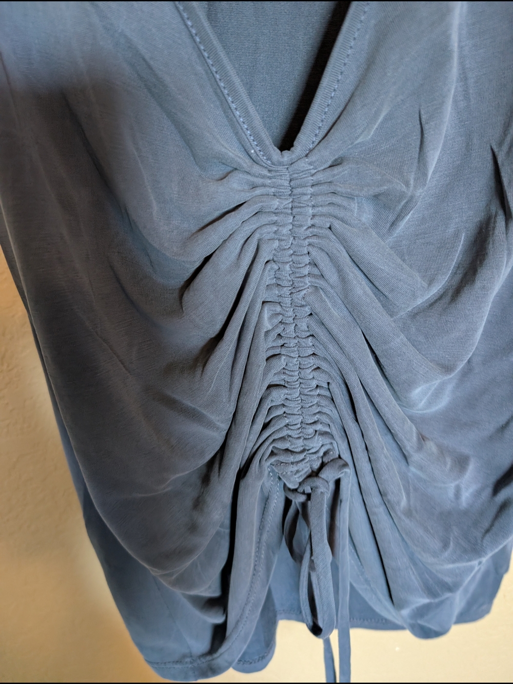 Green Envelope Dark Slate Blue Ruched V-Neck Sleeveless Tank - Picture 3 of 4